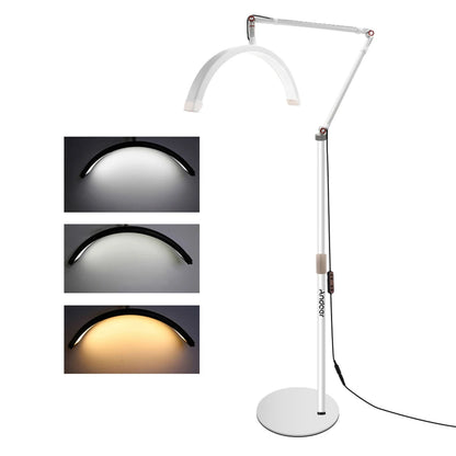 Andoer HD-M2X 20W Floor LED Video Light Half-moon Shaped Fill Light 3000K-6000K Dimmable with Adjustable Metal Light Stand