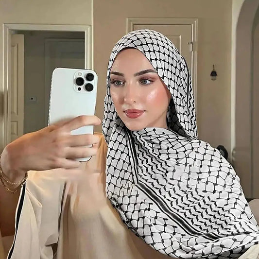 Big Size Kuffiyeh Prints Hijab Cotton Scarf Breathable Soft Long Fashion Forward Scarves Headscarf Muslim Hijabs Shawl Ramadan