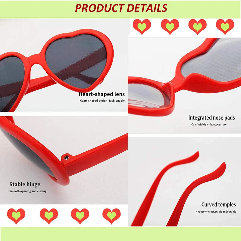 Women Fashion Heart Shaped Effects Glasses Watch The Lights Change To Heart Shape At Night Diffraction Glasses Female Sunglasses