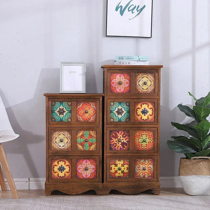 Multi-storey Locker Living Room Retro Storage Cabinet  American Bedside Table Bedroom Wide Cabinet Nightstand Home Furniture