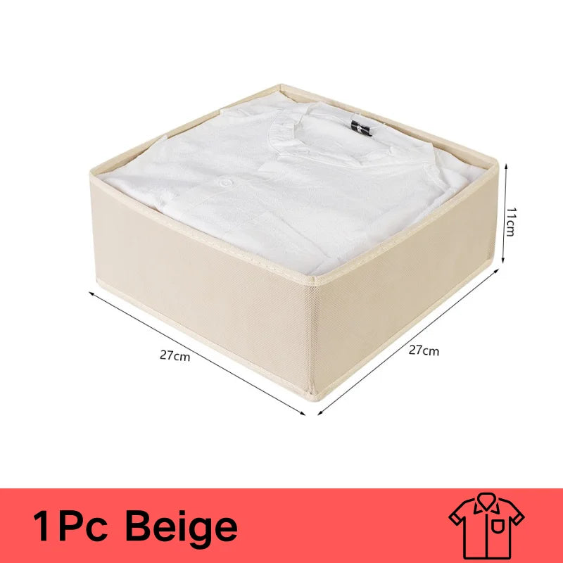 3pcs/1set Underwear Storage Box Foldable Non-woven Storage Box Six-piece Set Underwear Bra Socks Drawer Storage Finishing Box