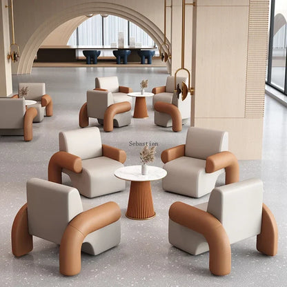 Negotiate Table and Chair Combinations, Light Luxury Modern Reception Tables, Beauty Salons, Reception Chairs, Sales Offices