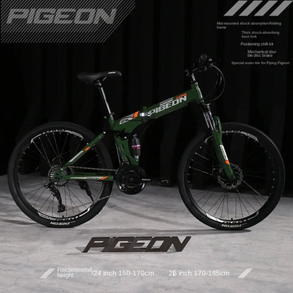 Mountain Bike Men's Folding Bike Dual Shock Absorption Bicycle Teenagers Middle School Students Women Road Adults Camping