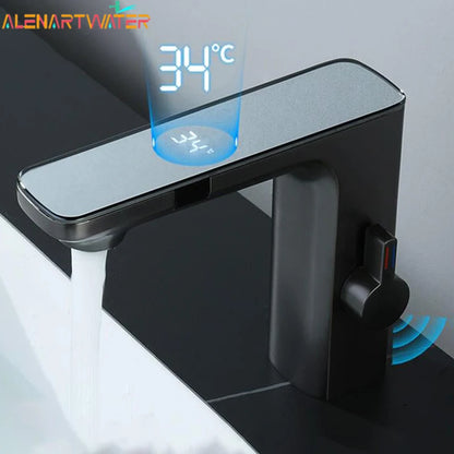 Smart Sensor LED Faucet Bathroom Basin Infrared Faucet Kitchen Sink Mixer Tap Hot and Cold Vanity Touchless Tap Digital Display