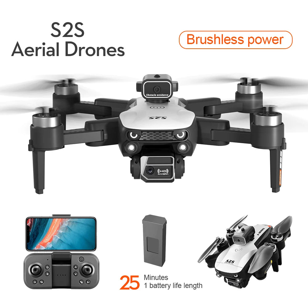 New S2S Drone 8K Professional HD Dual Camera Brushless Obstacle Avoidance Aerial Photography Foldable Quadcopter Toys Gifts