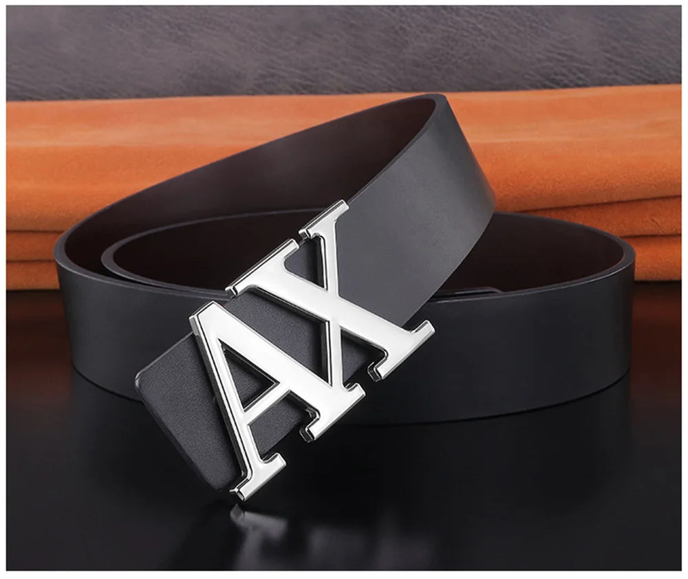 Men Belt Fashionable Simple Letter AX Buckle Male Belt for Men 3.8cm Good Quality