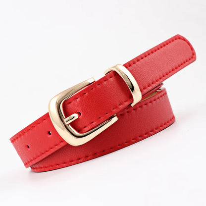 2.4X105cm  Women Belts PU Leather Simple Metal Buckle Belt Girls Dress Jean Pants Waistband Belts for Lady Luxury Designer Brand