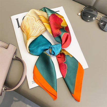 2024 Fashion Luxury Brand 70cm Silk Square Scarf Women Satin Neck Tie Female Hair Bandana Headkerchief Shawl Wrap Hijab Echarpe