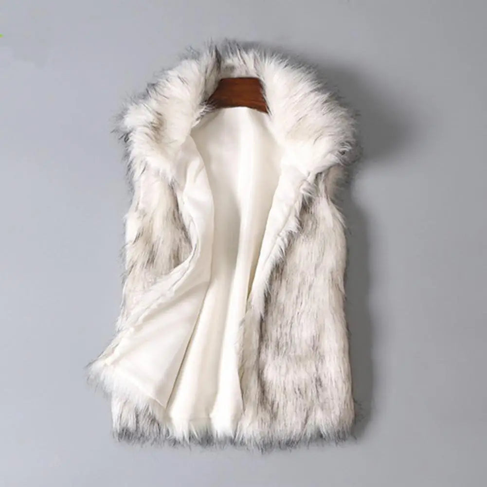 Trendy Fluffy Waistcoat Loose Women Vest Single-breasted Winter Thermal Warm Thickened Faux Fur Vest Jacket  Coldproof