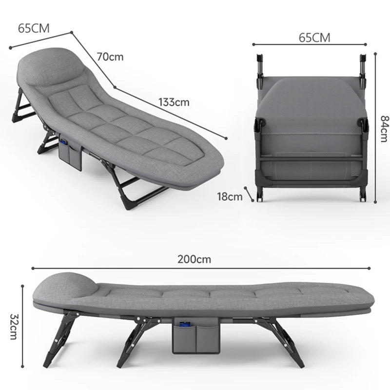 Folding Bed Lightweight Camping Cot Household Sofa Beds Bedroom Furniture 6 Gears Adjustable Backrest Chairs Outdoor Beach Chair