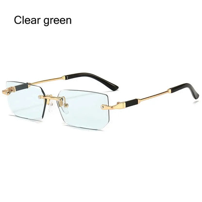 UV400 Rimless Rectangle Sunglasses Fashion Y2K Frameless Sun Glasses Shades for Women & Men