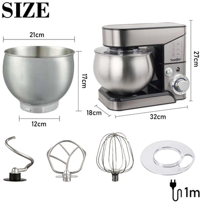 5L Stand Mixer Kitchen Aid Food Blender Cream Whisk Cake Dough Mixers With Bowl Stainless Steel Chef Machine Charm Sonifer