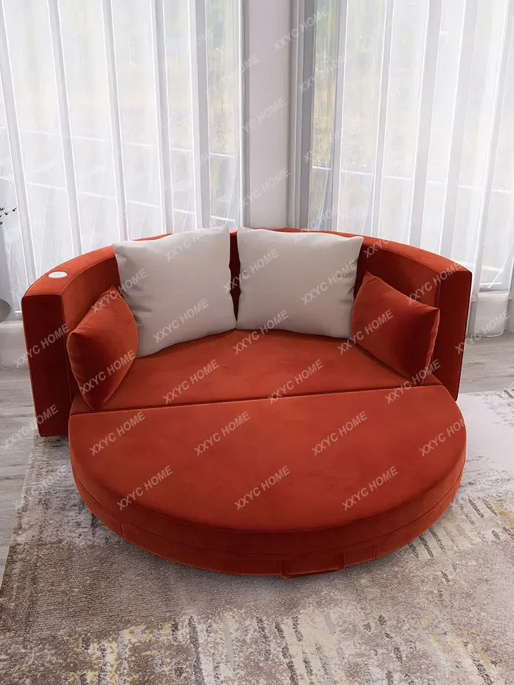 Foldable Sofa Bed Multi-Functional Special-Shaped Arc round Bed Double Balcony Living Room Sitting and Lying Two-Purpose Sofa