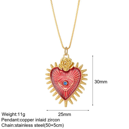 Heart Evil Blue Eye Sun Necklace for Women Cute Dog Bee Elephant Gold Color Pendant Woman's Collars Long Stainless Steel Chains