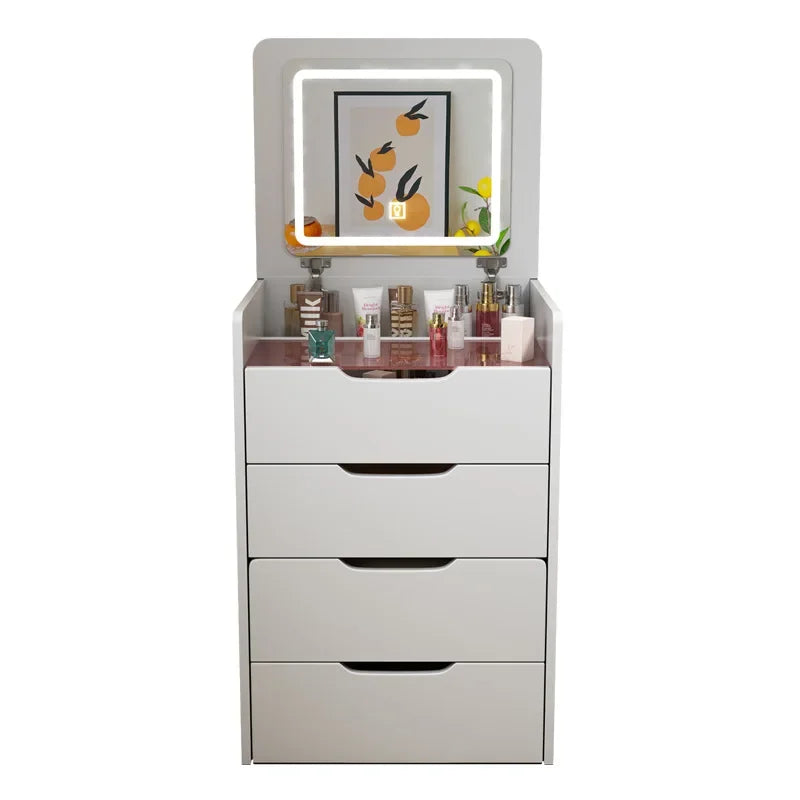 Modern Simple Small Apartment Dressing Table Flip Integrated Locker Bedside Mini Makeup Table Chest of Drawers Dresser