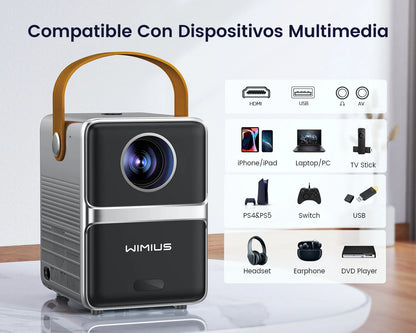 Wimius Portable Projector 18000Lumens 5G WiFi Bluetooth Theater Projector Support Full HD 1080P Display Home Cinema Projector