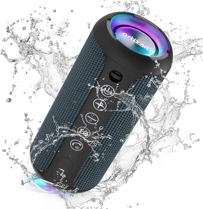 Ortizan Portable Bluetooth Speakers with Bass Boost,IPX7 Waterproof,Suporrt TF Card/AUX,RGB Lights,30H Playtime,24W Loud Drivers