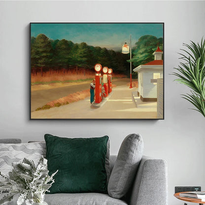 Edward Hopper Gas Station Oil Canvas Paintings Modern Posters and Prints Wall Art Pictures for Bedroom Living Room Decor Cuadros