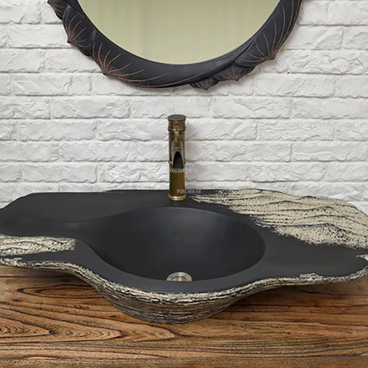 Creative Large Resin Bathroom Sinks Home Bathroom Washbasin Hotel toilet Teahouse Antique Irregular Countertop washing Basin Z