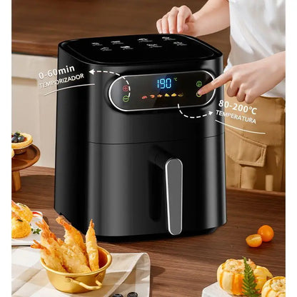 7L digital Oil Free Air Fryer LED Touch Screen Basket Non-stick Timer Black