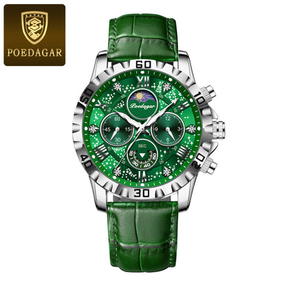 POEDAGAR Luxury Man Watch Waterproof Luminous Chronograph Watch For Men Military High Quality Leather Quartz Men's Watches Reloj