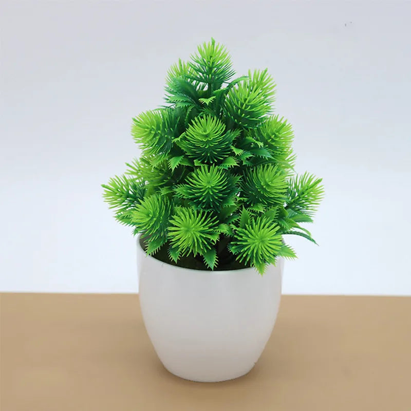 Artificial Plants Potted Green Bonsai Small Tree Grass Plants Pot Ornament Fake Flowers for Home Garden Decoration Wedding Party