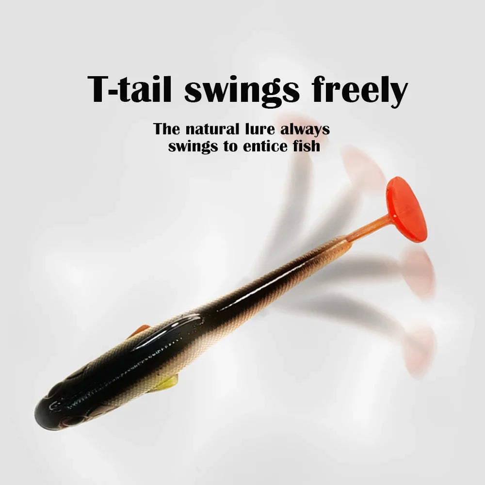 THORFORCE Soft T-Tail Fishing Lure Artificial Bait Wobbler Walleye Perch Bass Pike Paddle Tail Swimbait