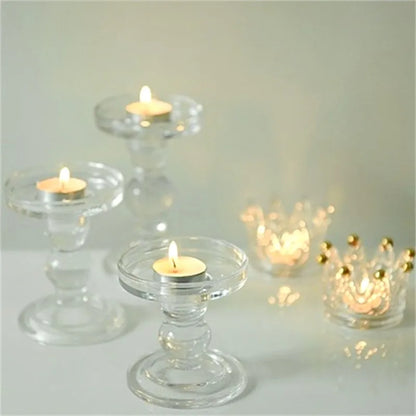 Simple Candle Cup Holder Transparent European Candlestick Empty Cups Candles Glass Light Jar Wedding Restaurant Candle Container