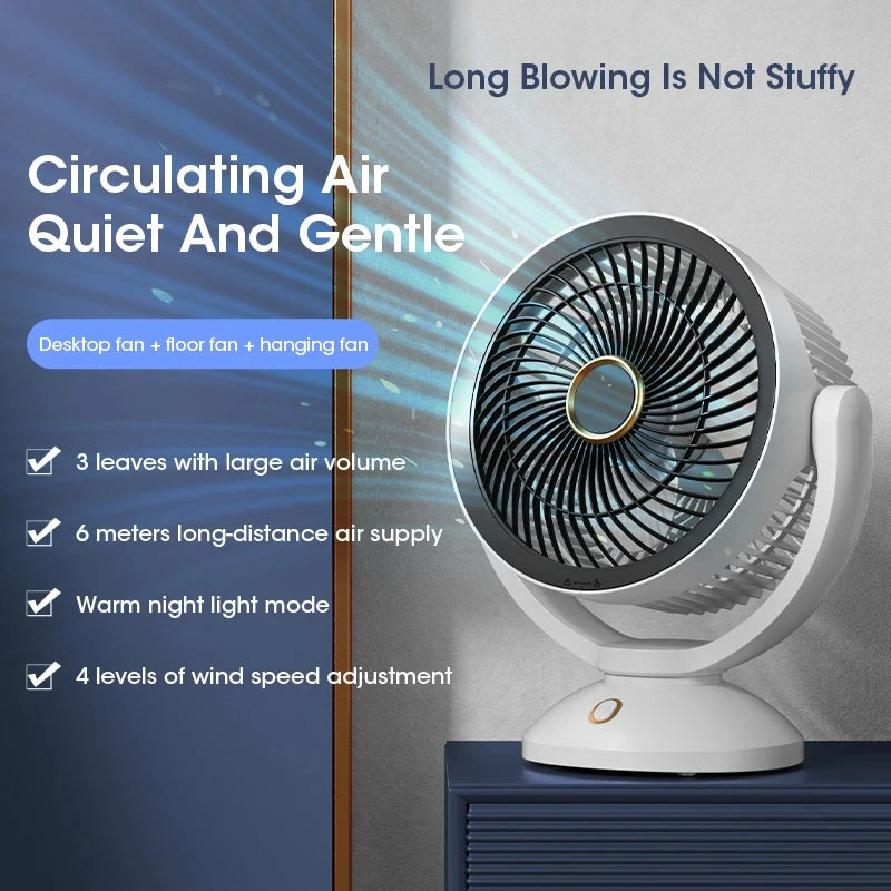 USB Multifunction Electric Fan Desktop Wall Floor Ceiling Rechargeable Air Circulation Stand Fan Home Cooling Ventilator Fan