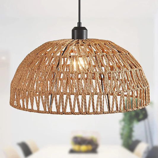 Newest Japanese-style hemp rope woven pendant lights B&B pastoral restaurant tea room inn bar bedroom rattan indoor lighting Hot