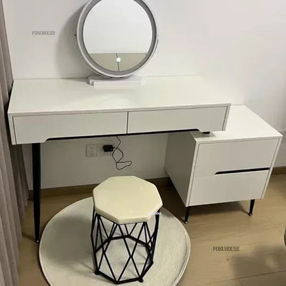 Solid Wood Dressers Simple Modern Bedroom Dressing Tables Small Apartment Makeup Tables With Drawer Integrated Cabinet N