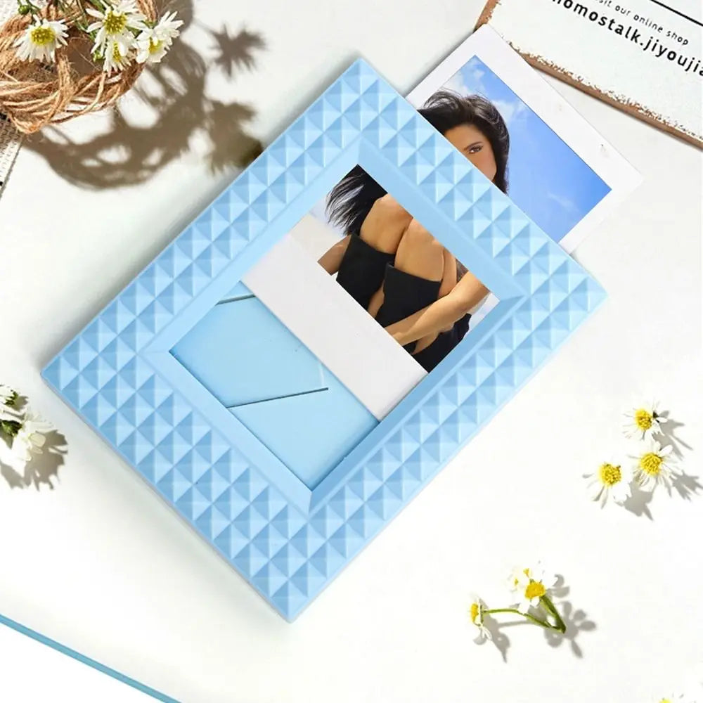 Desktop Decor Instant Camera Photo Frame Stamp Vertical Card Display Stand Scrapbook Rivet for Polaroid/Fujifilm Instax