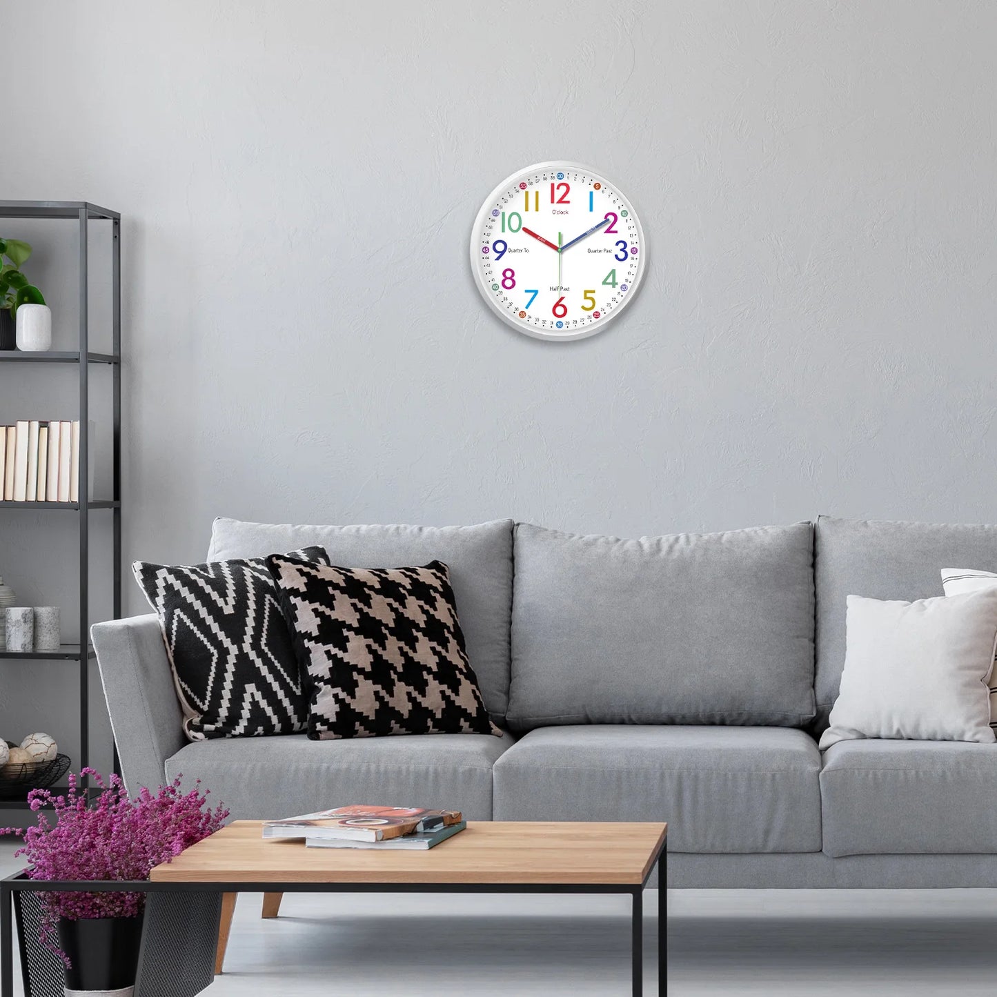 8inch Modern Simple Plastic Glass Wall Clock Living Room Bedroom Kitchen Home Decoration Wall Clock Silent Quartz Clock Holiday Gift (No Battery)