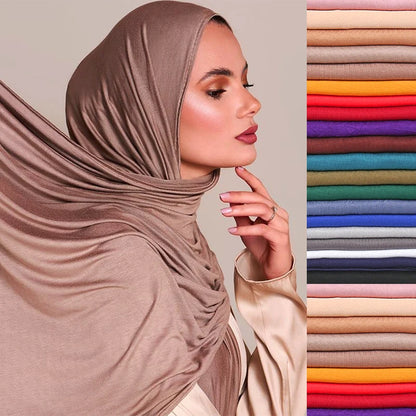 Modal Cotton Jersey Hijab Scarf Long Muslim Shawl Plain Soft Turban Tie Head Wraps For Women Africa Headband 170x60cm