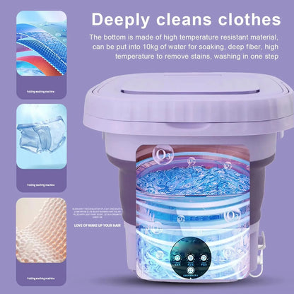 8L Small Folding Washing Machine Portable Washing Machine  Automatic Modes Laundry Clothes Laundry Bucket Washing Machine