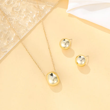 Hyperbole Big Light Glossy Gold Plated Metal Plastic Teardrop Waterdrop Necklace Earrings Jewelry Set for Women Gift Jewelry