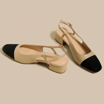 New 2025 Summer Women's Sandals Elegant Medium Heel Toe Mules Comfortable Office Women's Shoes Buckle Heels Dress Shoes