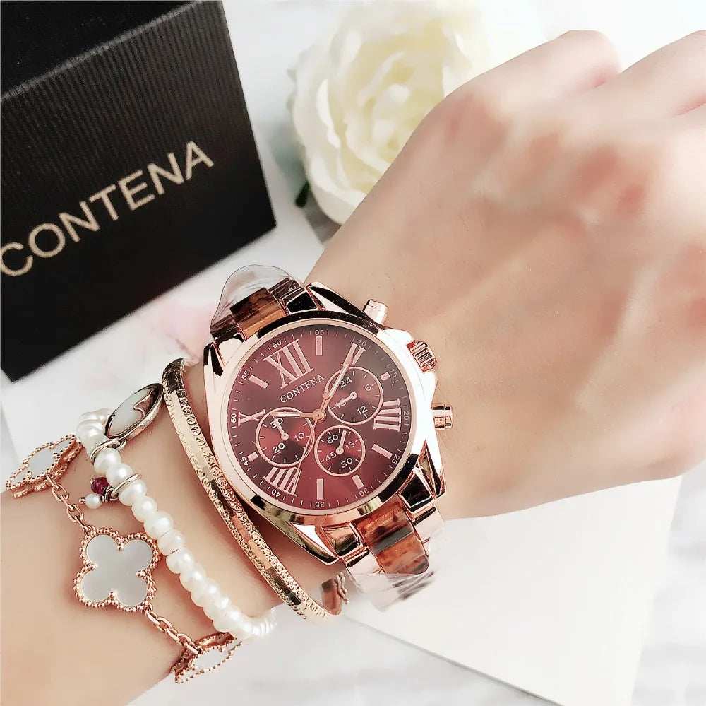 New Creative Watch Women Watches Luxury Rose Gold Quartz Ladies Watches Stainless Steel Bracelets Wristwatches Reloj Mujer