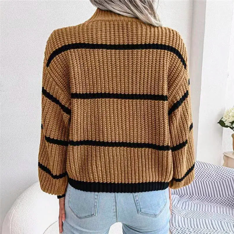 Y2K Fashion Women Sweaters 2023 Autumn Winter New Solid Color Long Sleeved Sweater Loose High Neck Warm Pullover Knitwears Tops