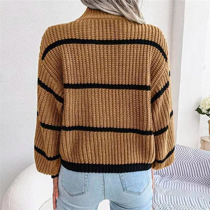 Y2K Fashion Women Sweaters 2023 Autumn Winter New Solid Color Long Sleeved Sweater Loose High Neck Warm Pullover Knitwears Tops