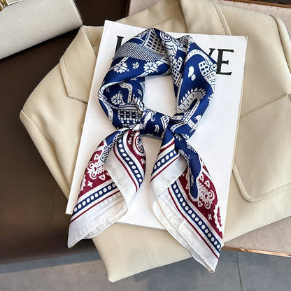 Silk Square Scarf Women Satin Shawls Neckerchief Casual Scarves Bandana Hair Hjiab 70*70cm 2023 New Fashion Luxury Brand