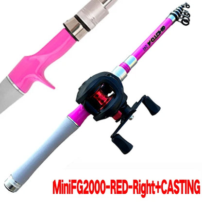 Fishing Rod Kit 1.5M-2.4M Telescopic Lure Baitcasting Rods and Reel Combo Spinning/Casting Reels Travel Fishing Gear Beginner