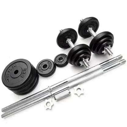 High-quality 10kg Painted Dumbbell Suit Can Be Turned Into Barbell Adjustable Household Weight-lifting Fitness Equipment.