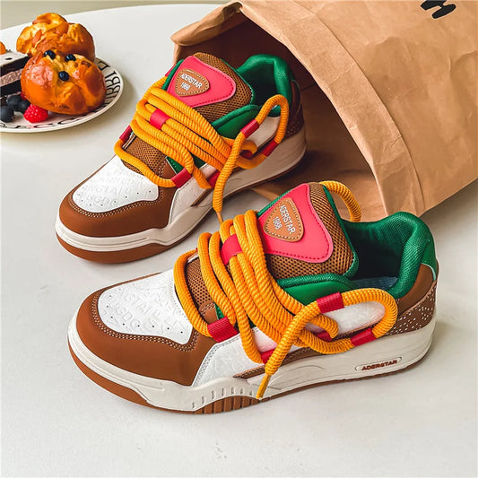 Designer Hamburger Sneakers Men Original Luxury Skateboard Shoes Men Casual Sports Shoes Street Hip Hop Men's Trendy Skate Shoes