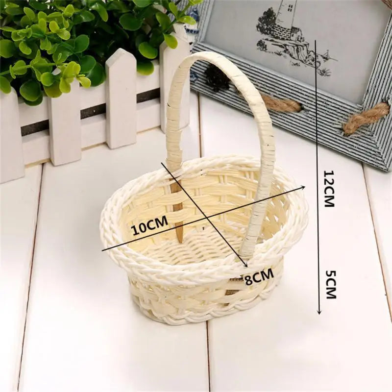 Hand Made Wicker Basket Wicker Flower Basket Shopping Storage Hamper and Handle Wooden Wicker Picnic Basket Fruit Basket