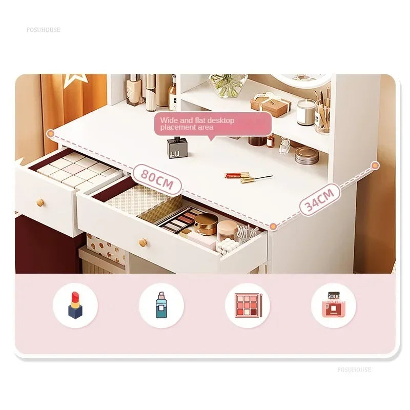 Artificial Board Creative Dressers for Bedroom Storage with Cabinet Mirror Dressing Table Light Luxury Nordic Dresser for Hotel