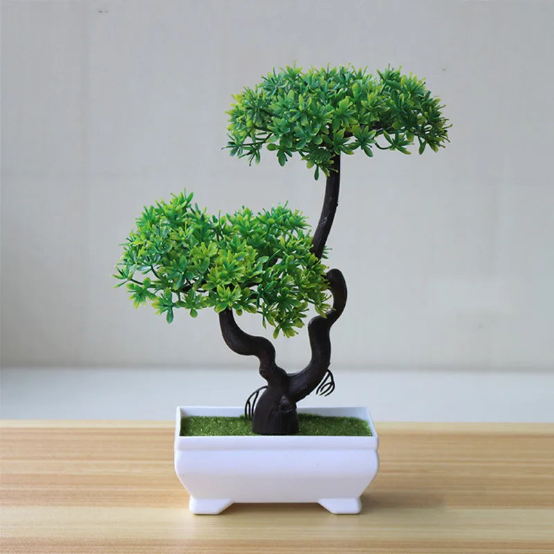 Artificial Plants Potted Green Bonsai Small Tree Grass Plants Pot Ornament Fake Flowers for Home Garden Decoration Wedding Party