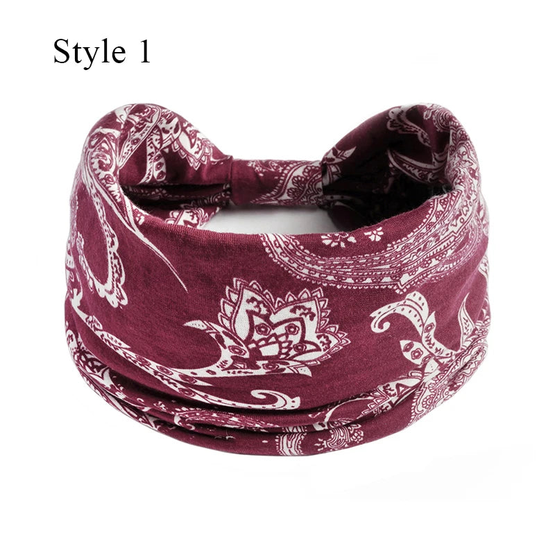 Boho Knot Turbans Yoga Elastic Head Wrap Women Headband Wide Hairbands Headwear Floral Bandanas Fashion Hair Band Accessories