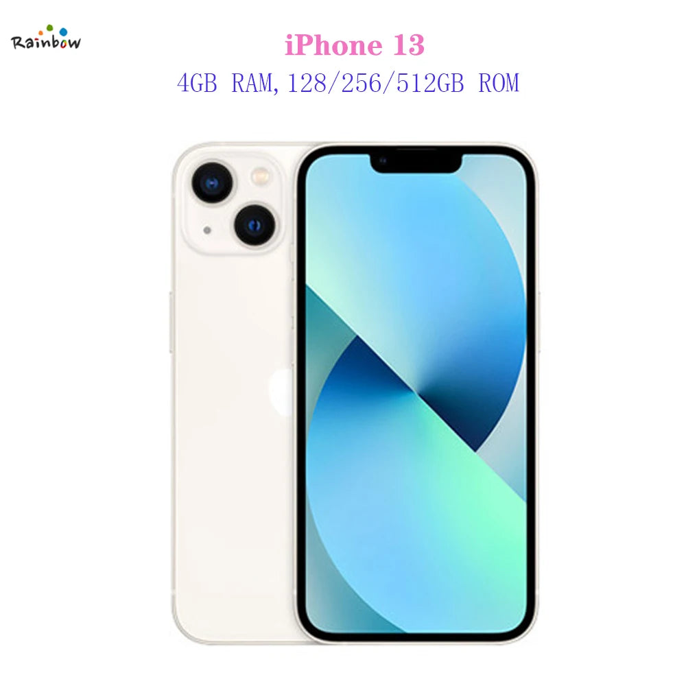 Original Apple iPhone 13 128GB/ 512GB 5G LTE Mobile Phone NFC Face ID  IOS A15 Bionic Hexa Core 6.1'' 12MP&12MP 3240mAh