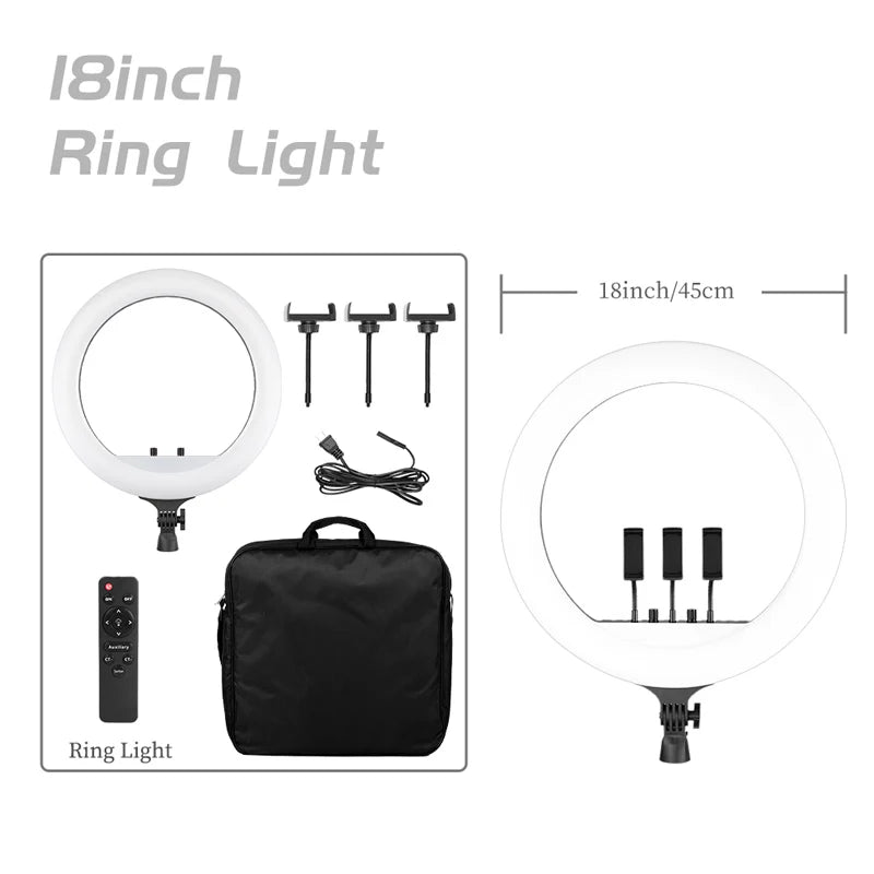 SH 45cm 18 inch Ring Light With Tripod Stand Usb Charge Selfie Led Lamp Dimmable Photography Light For Photo Photography Studio